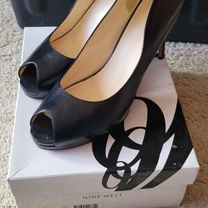 Nine West Classic Black Peep Toe Heels
